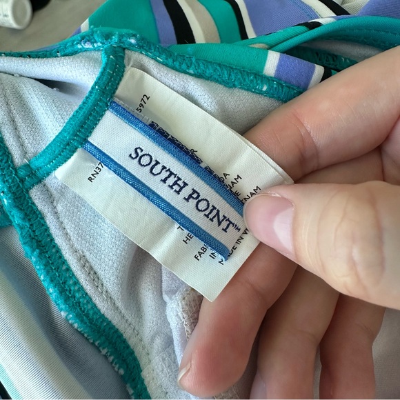 South Point Striped Blue and Green Tankini Top size 10 - Picture 5 of 7